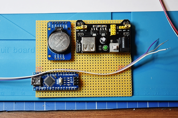 Components soldered on a Stripboard